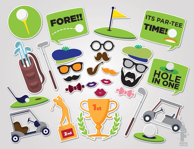 Golf Party Printable Photobooth Props Printable Golfers | Etsy