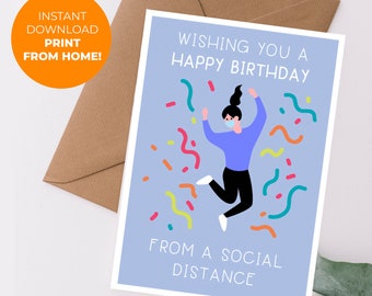 Funny Birthday Card, Pandemic Funny Card, Social Distancing Birthday Card, Self Isolation Card, Quarantine Card, Pandemic 2020 Card