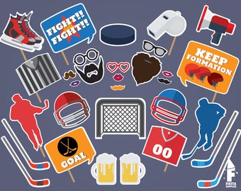 Hockey party Printable Photobooth Props, Printable Hockey players props, Hockey party Props, Printable Photobooth hockey party props, props