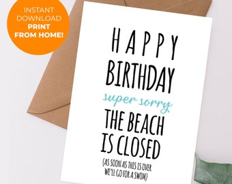 Funny Birthday Card, Pandemic Funny Card, Social Distancing Birthday Card, Self Isolation Card, Quarantine Card, Pandemic 2020 Card