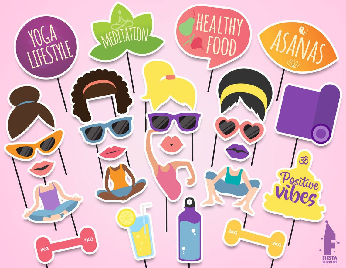 Yoga Party Printable Photobooth Props Yoga Photo booth Props Etsy España