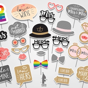 Gay Wedding Photo Booth Props - Printable Gay wedding photobooth -Lesbian wedding Props -Love Is Love- Same sex props