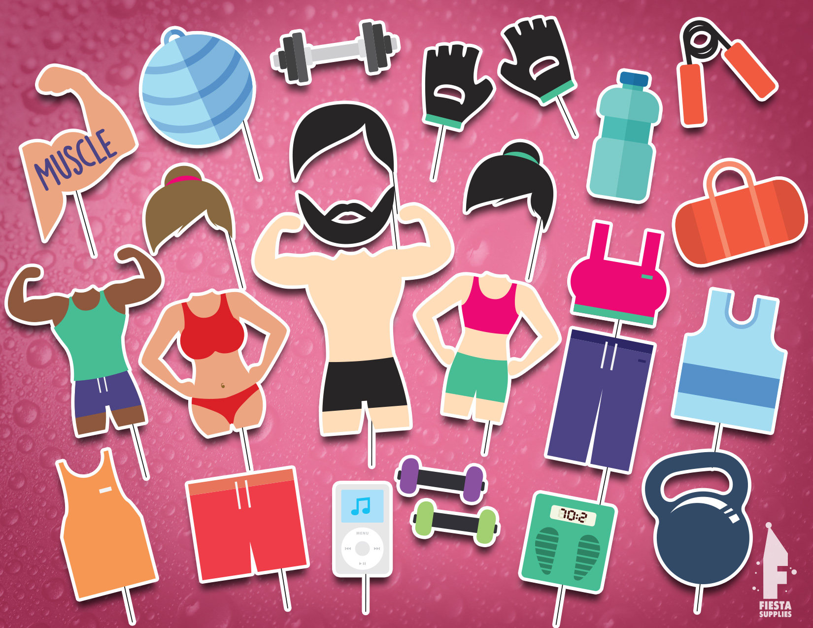 Gym Party Printable Photobooth Props Gym Photo booth Props Etsy