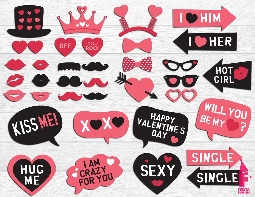 Printable Valentines Day Photo Booth Printable Props Props Photobooth ...