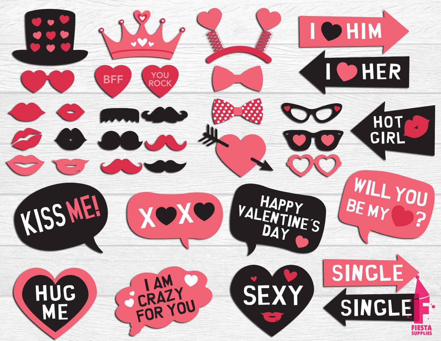 Printable Valentines Day Photo Booth Printable Props Props PhotoBooth Valentines Day Valentines Day Photo Booth Props Party