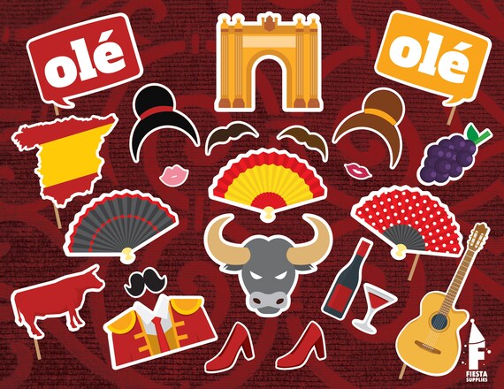 Printable Spain Photo Booth Props Flamenco Matador Photobooth Etsy