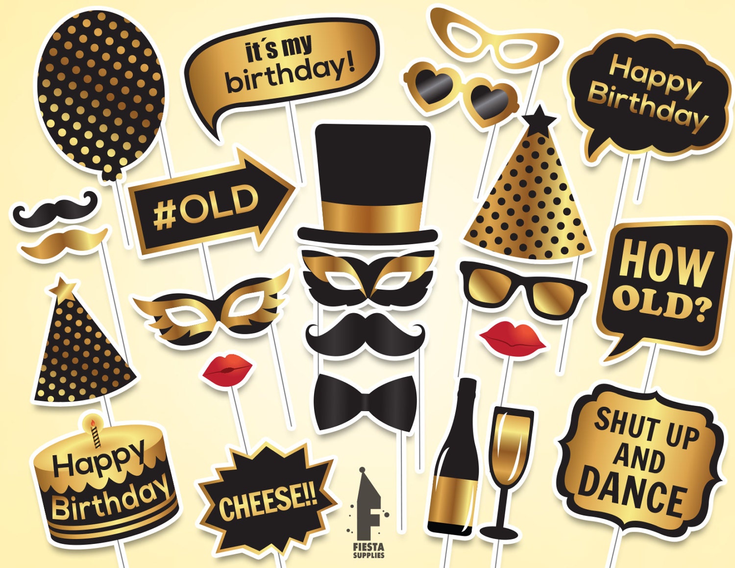birthday-photo-booth-props-printable-party-props-etsy