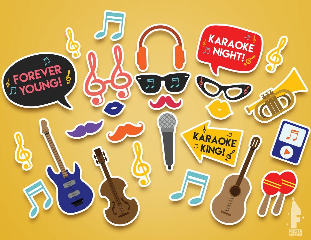 Karaoke Printable Photobooth Props Printable Karaoke Props Etsy