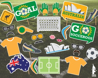 FIFA Qatar World Cup 2022 Australia Soccer Printable Photobooth Props, Australia Support Soccer Props.