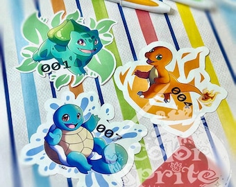 Gen 1 Starters Sticker Set