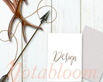 Download Free Arrow & Antler Woodsy Portrait Invitation Mock-Up / Stock Photo / Art Stock Image / Interior Room / Stationery / Shop Display/ Advertisement PSD Template