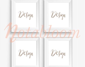 Download Free Contemporary 8 X 10 White Portrait Frame Mock-Up / Stock Photo / Art Stock Image / Interior Room / Shop Display / Advertisement PSD Template