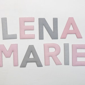 Letras de tela - gris / rosa