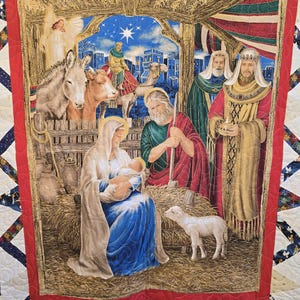 Nativity Quilt with Red Border