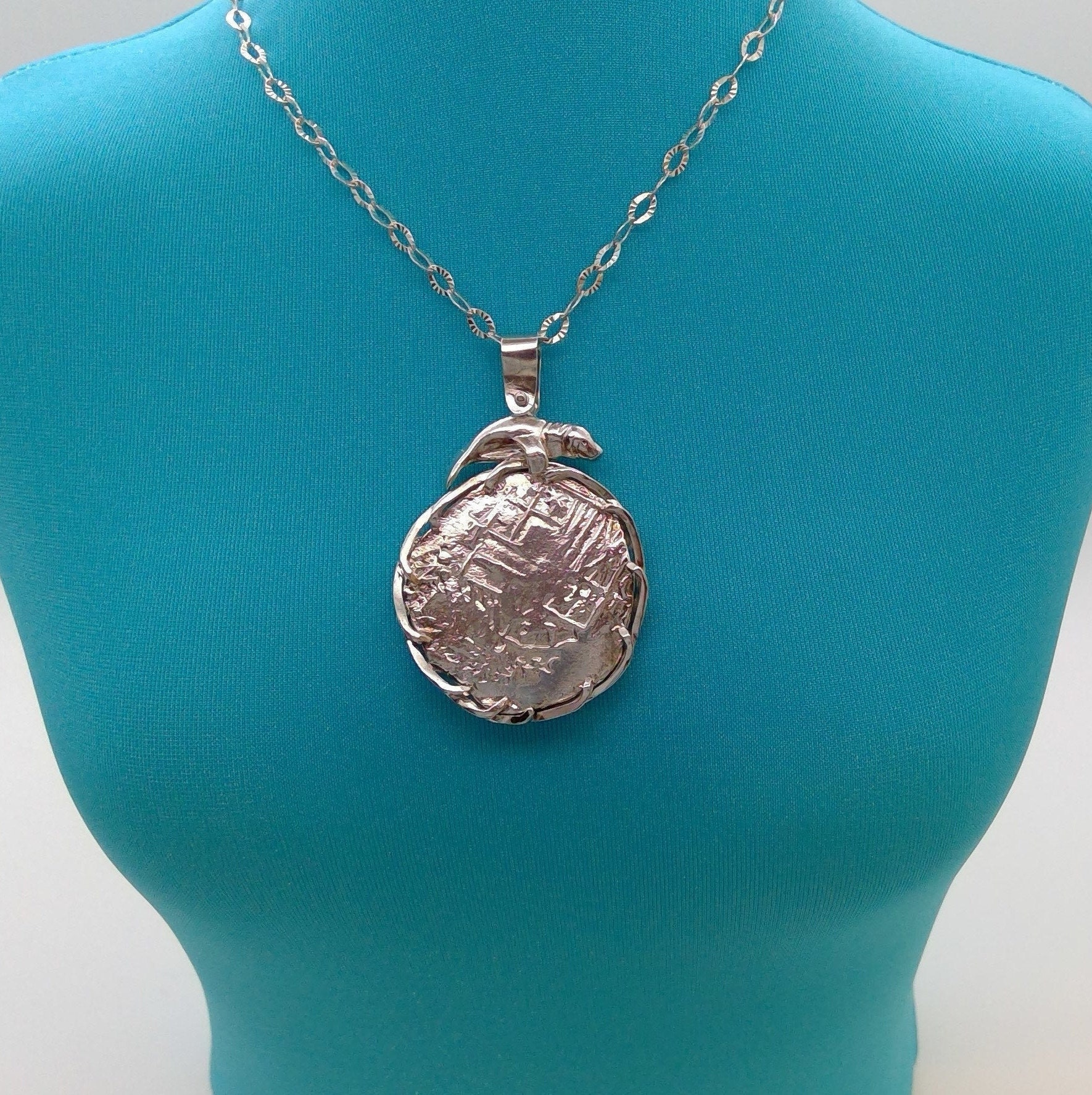 Handmade Replica Spanish Coin with Manatee/Swivel Bail/Created | Etsy