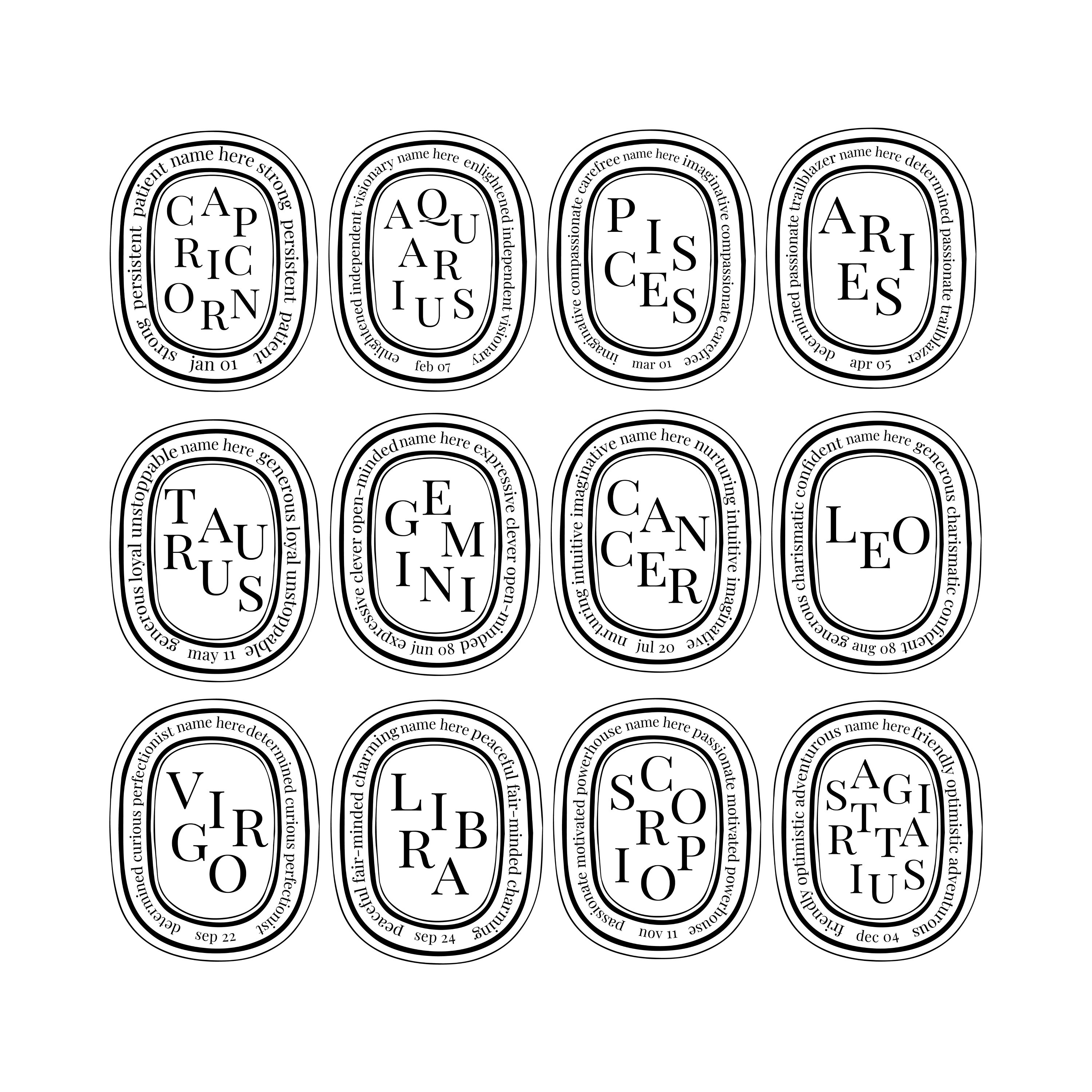 TPL // DIGITAL Download - Zodiac GEMINI Diptyque Sticker, Faux Diptyque ...