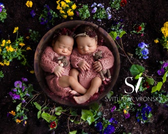 Newborn Digital Backdrop a Colorful Floral Garden Newborn Digital Background