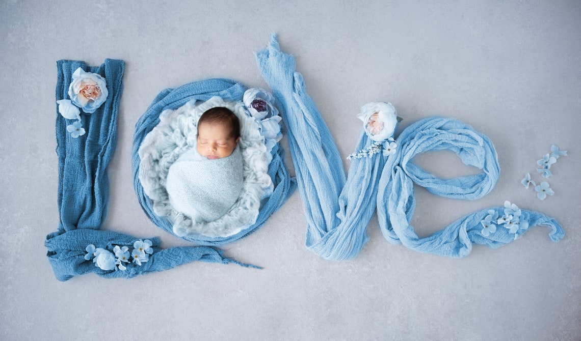 Newborn Digital Backdrop for Boys and Girls Blue Love Newborn Etsy