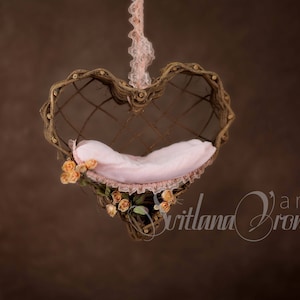 Digital Backdrop for a Girl - Digital Background Newborn - Digital Prop, Heart Hammock Digital Swing perfect for Valentines Day