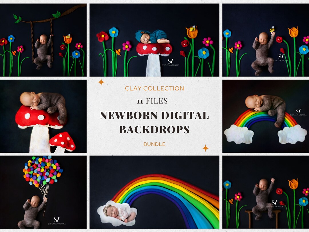 Newborn Digital Backdrops 11 Files Bundle of Clay Collection Newborn ...