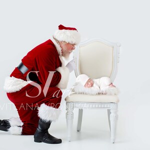 Santa Claus Newborn Digital Backdrop/Background, Santa by the Chair white Digital backdrop for Newborn Photography | Christmas Winter Prop