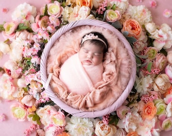 Newborn Digital Backdrop, Pink Newborn Backdrop, Floral Newborn backdrop, Newborn Digital Background, Pink Floral Busket