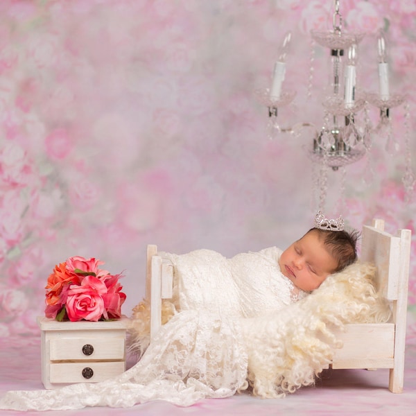 Newborn Digital Backdrop, Digital Backdrops for newborn photography, wooden bed for a princess, digital prop