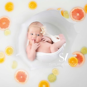 Newborn Digital Backdrop Fruit Milk Bath Newborn Digital Background Milk Crown Backdrop