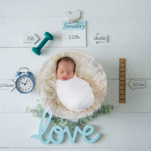 Newborn Baby Birth Announcement Newborn Digital Backdrop for Photographers Boy Digital Backdrop Child Baby Newborn Prop Photoshop Template