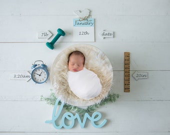 Newborn Baby Birth Announcement Newborn Digital Backdrop for Photographers Boy Digital Backdrop Child Baby Newborn Prop Photoshop Template