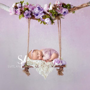 Newborn Digital Backdrop Purple Floral Swing Newborn Digital Background Digital Prop