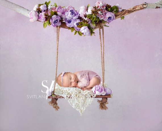 Newborn Digital Backdrop Purple Floral Swing Newborn Digital