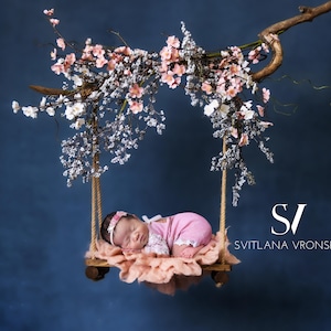 Newborn Digital Backdrop Beautiful Floral Swing for Newborn Photography Newborn Digital Background