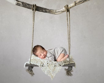 Nouveau-né Digital Backdrop Digital Swing Prop pour garçon ou fille Nouveau-né Digital Background Wooden Swing pour Digital Composite