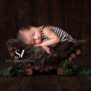 Newborn Digital Backdrop Rustic Wooden Bed with Greens Newborn Digital Background Newborn Photography Backdrop