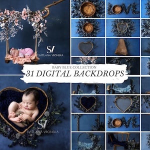 Neugeborene digitale Hintergründe ein Bündel von 31 hochwertigen digitalen Hintergründen für Neugeborenen Fotografie &quot;&quot;Blue Collection&quot;&quot;
