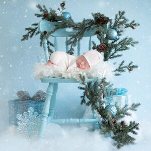 Snowy Winter Newborn Digital Backdrop Christmas Background for Newborn Photography Composite