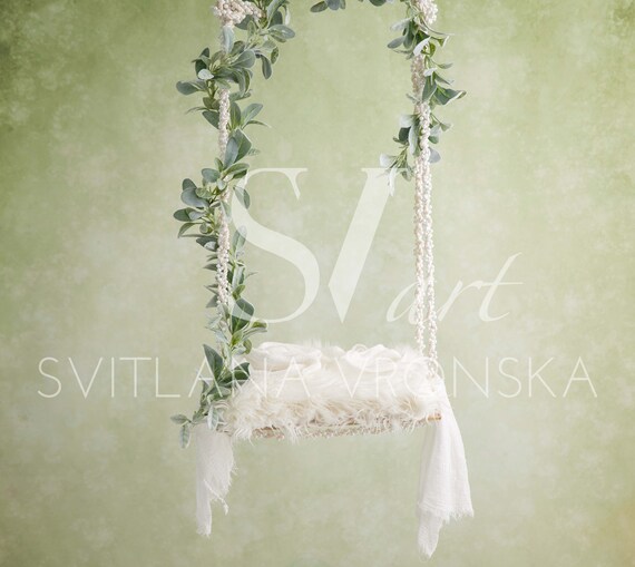 Newborn Digital Background Baby Swing On A Green Background Etsy