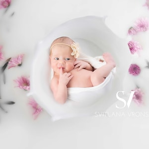 Newborn Digital Backdrop Milk Bath Newborn Digital Background Milk Crown Backdrop