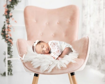 Newborn Digital Backdrop Pastel Colors Backdrop Newborn Digital Background Light Pink Chair on a White Background