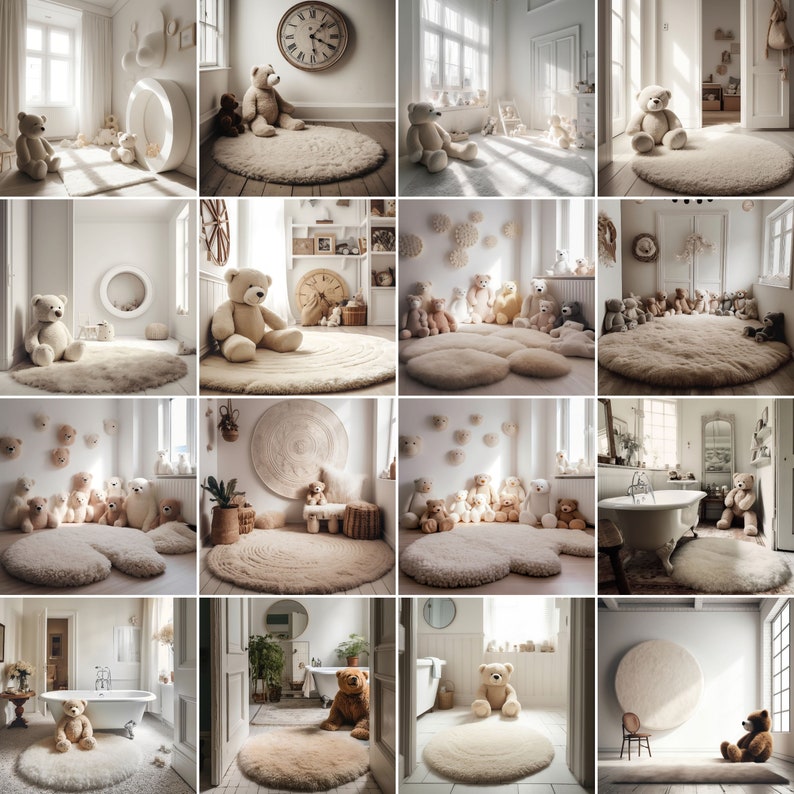 25 Digital Backdrops Boho Teddy Bears Collection, Toddler Digital ...