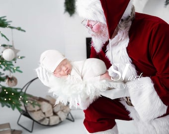 Santa Claus Newborn Digital Backdrop, Christmas Newborn Digital Background