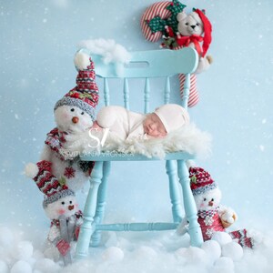 Snowy Newborn Digital Backdrop Christmas snowmen Backdrop Newborn Photography Background