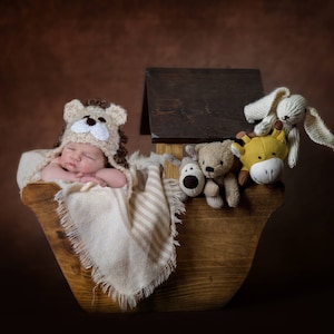 Noah&#39;s Ark Digital Backdrop Newborn Photo Prop. Digital Background Wooden Noah&#39;s Ark with Cute Animals