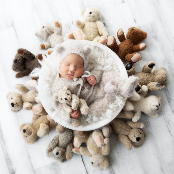 Newborn Digital Backdrop Teddy Bear Wreath, Edit Face in Newborn Digital Background High Res PNG file
