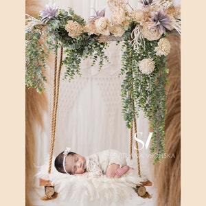 Newborn Digital Backdrop Floral BOHO Swing Newborn Digital Background Newborn Photography Backdrop