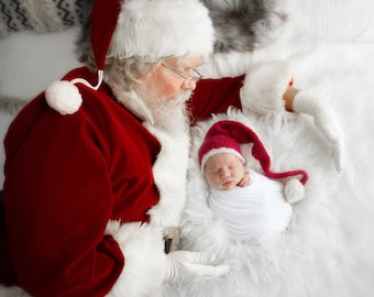 Newborn Digital Backdrop Santa Claus on the Bed Newborn Digital Background Christmas Digital Backdrop