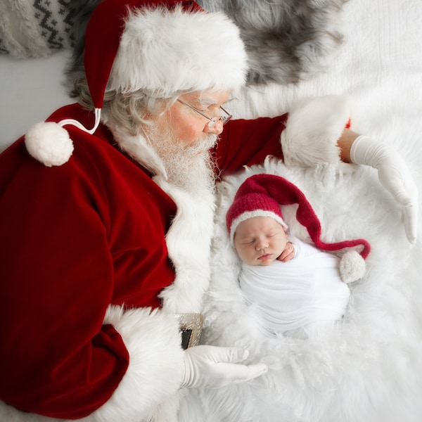 Newborn Digital Backdrop Santa Claus on the Bed Newborn Digital Background Christmas Digital Backdrop