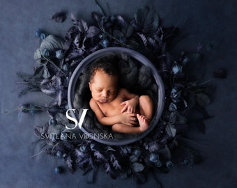 Digital Background Boy Newborn Digital Backdrop, Shalky Blue Dream Nest newborn Photo Prop Digital, Newborn Photography
