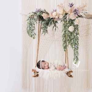 Digital Backdrop Newborn Digital Background BOHO Style Floral Swing for Newborn Photography